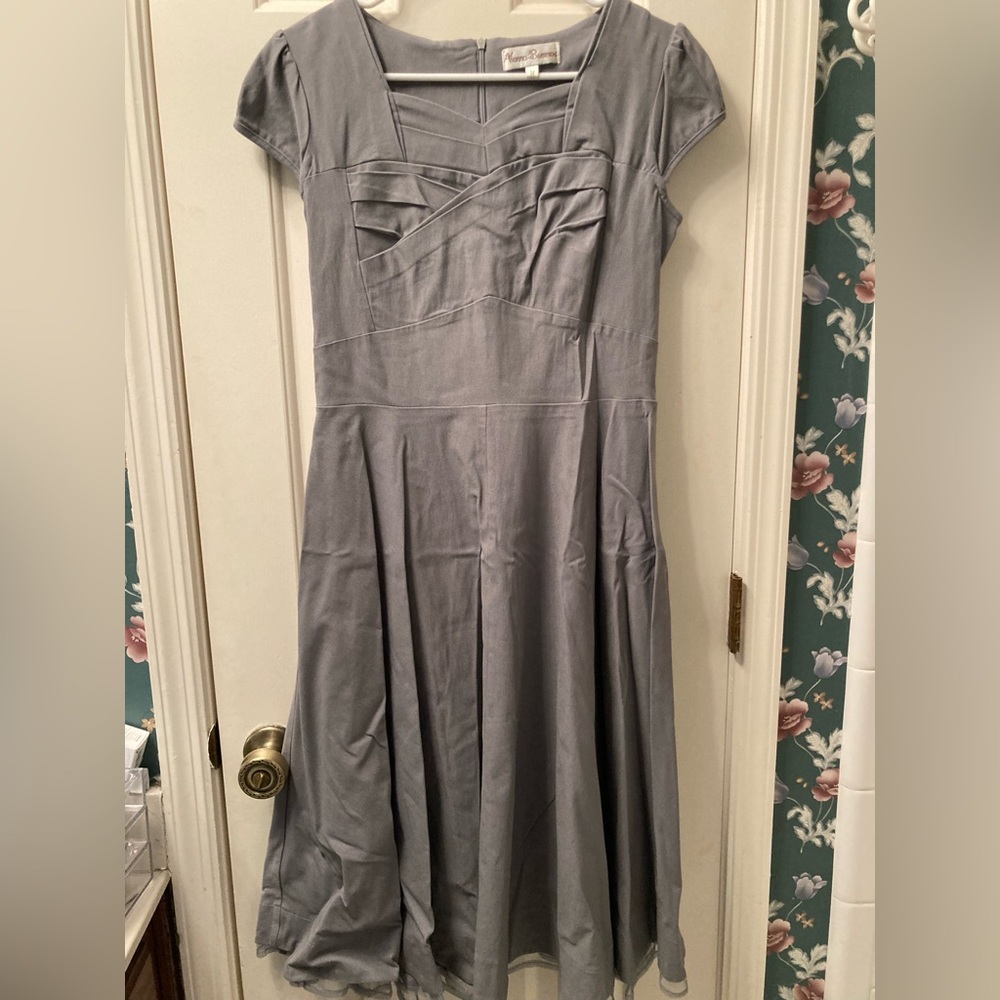 Grey retro vintage 1950s inspired rockabilly dress